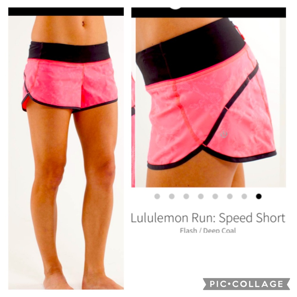 Lululemon Speed Shorts Jacquard Flash Deep Cool Neon Black Trim Pink Size 8 - Picture 6 of 17
